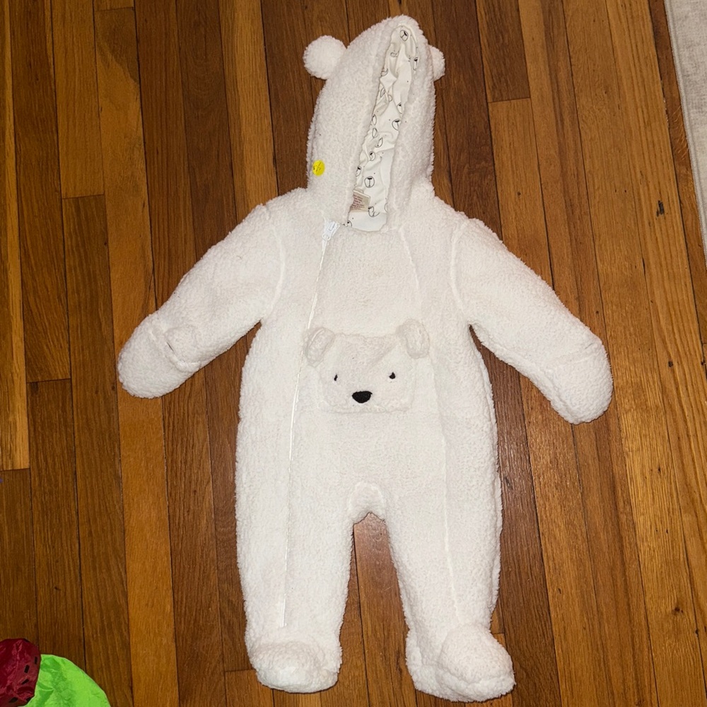 Cozy White Bear Hooded Bodysuit